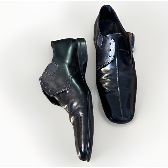Vintage Prada US 13 Black Leather Oxford Shoes Sleek Minimalist Classic Square main image 6